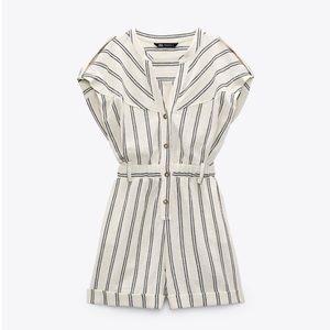 NWT Zara Striped Rustic Jumpsuit 🐰🌾🌻